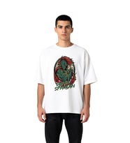 Erkek Oversize Tişört Antik Spartan Dövüşçü Temalı Baskılı Günlük Rahat Kesim Modern Şık Konforlu
