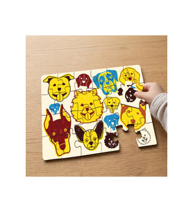Sevimli Köpek Suratları Tasarımlı 24 Parça Ahşap Çocuk Puzzle MPK0441