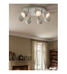 GU10 7 li Yedili Beyaz Küre Led Spot Tavan Avize Os ram Tasarruflu Led Ampül Hareketli Başlık