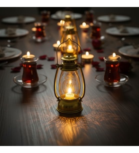 Ramazan Temalı Gold Gaz Lambası LED Işık (Çok Renkli)