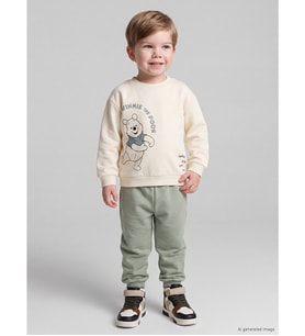 LCW baby Ekru Winnie The Pooh Baskılı Erkek Bebek Takım