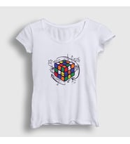 Presmono Kadın Beyaz Solving Rubiks Cube Rubik Kupu T-Shirt 340618tt (Beyaz)
