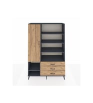 Hyperion Gardrop 9 Raflı 3 Çekmeceli Tek Kapaklı  132x44x195 Antrasit-Çam