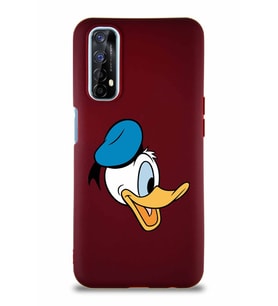 Realme 7 Soft Premier Kapak Donald Duck-F Tasarımlı Silikon Kılıf - Mürdüm (Şeffaf)