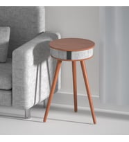 Doppler Barista Ayaklı Sehpa Bluetooth Hoparlör Koyu Kahve Ahşap Kablosuz Tel Şarj Özellikli (Kahverengi Koyu)