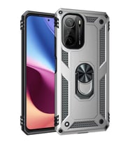 Xiaomi Poco F3 Kılıf Yüzüklü 360 Standlı Manyetikli Armor Zırh (Gri)