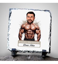 Kişiye Özel Hediye Karikatürlü Erkek Vücut Geliştirici Dekoratif Taş