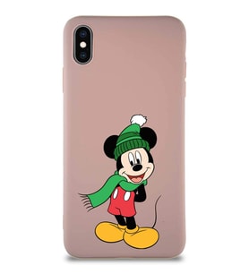 Apple iPhone XS Max Soft Premier Kapak Mickey Mouse-G Tasarımlı Silikon Kılıf - Pudra (Şeffaf)
