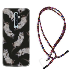 Oppo Reno 2Z 4 Lite 4 Pro 5 6 7 A31 Kılıf Boyun Asklı Rasta Silikon Sevimli Kedicikler 1785