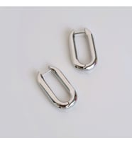 Silver Renk Orta Boy Oval Halka Küpe (Çok Renkli)