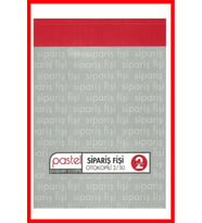 Sipariş Fişi 14x20 cm boyutunda 2/50 Otokopili 1 Asıl 1 Suret 2 Nüsha 72 Adet