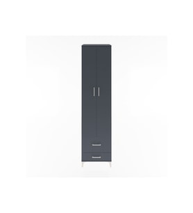 Hyperion Dolap 5 Raflı 2 Çekmeceli 2 Kapaklı 60x44x243 Antrasit-Antrasit
