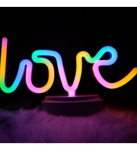Neon Işıklı Love Yazılı Masa Gece Lambası