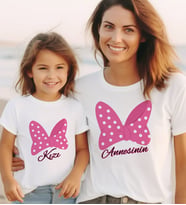 BK Gift Anne-Kız 2’li Kombin Tişört Seti-3, Anneye Hediye, Anneler Günü Hediyeleri (Beyaz)