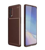 Oppo Reno 5 Pro Kılıf Auto Focus Karbon Kapak - Kahverengi