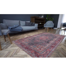 Bespoky Oval Sheffield Bordo Göbekli Pamuk Dijital Baskı Dekoratif Alan Halısı