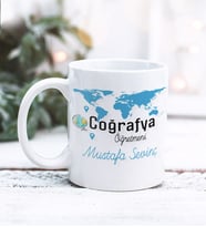 Coğrafya Öğretmeni Tasarımlı Kişiye Özel Kupa Bardak (Beyaz)