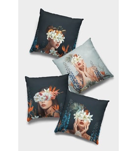 Lacivert Modern Çift Taraflı 4'lü Set Kırlent Kılıfı 4KR037