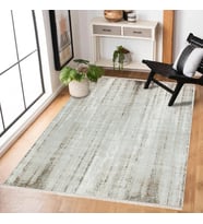 Krem Soyut Motifli Eskitme Halı Yıkanabilir Kaymaz Tabanlı Şık Salon Halısı Dekoratif