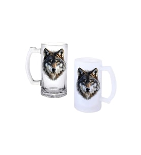 Ghostbastır Design Bozkurt Kulplu Bira Bardağı Buzlu veya Şeffaf Seçenekli 042