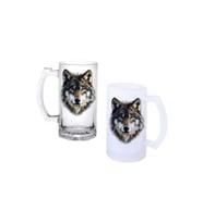 Ghostbastır Design Bozkurt Kulplu Bira Bardağı Buzlu veya Şeffaf Seçenekli 042