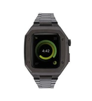Newface Apple Watch 44mm Metal Petek Kasalı Kordon - Siyah