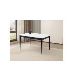 Ortadan Açılır Büyüyen Yemek Masası Beyaz-Siyah Ayaklı 80x130cm SADECE MASA FİYATIDIR