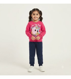 Unicorn Desenli Kız Çocuk 2'li Takım Pembe Ve Lacivert Renkli 3 Yaş - GRİ / 1 YAŞ