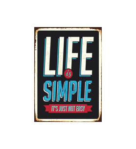 Life Is Simple Yazılı Tipografi Temalı Ahşap Retro Poster Tablo