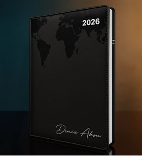 BK Gift Kişiye Özel İsimli Termo Sert Kapak 2026 Siyah Ajanda -15, Öğretmenler Günü Hediyesi, Yeni İş Hediyesi
