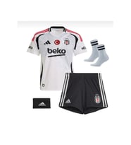 Beşiktaş İç Saha 24/25 Sezon Gri-Kırmızı Şerit Çocuk Forması 4 Parça (Siyah)