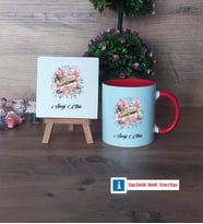 Anneye Hediye Dekoratif Taş, Kupa Bardak Kırmızı Hediye (Model 1)