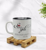BK Gift Kişiye Özel Mânâ Kız Sevgili Tasarımlı İçi Siyah Renkli Kupa Bardak Model 1