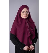 Bordo Pratik Hazır Geçmeli Tesettür Eşarp Pamuk Caz Kumaş Çift Katlı Çapraz Hijab 2304_16