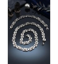 Paslanmaz Çelik Euro Kral Model Erkek Kolye Zincir Ve Bileklik Set 10Mm 902918