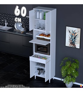 Eliusta Çağıl 60 cm Çok Amaçlı Fırın Dolabı - Mutfak Kiler Banyo Antre Hobi Dolabı 60x226x32 cm