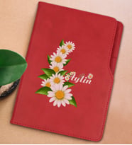BK Gift Kişiye Özel Papatya Temalı Kırmızı Termo Deri Not Defteri 15x21cm-8