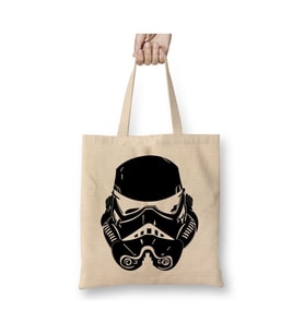 Stormtrooper Black Beyaz Bez Çanta Uzun Saplı Alışveriş Çantası Plaj Çantası