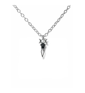 Ay Tanrıçası Figürlü Witchcraft Kolye 60 cm Zincirli  Mistik ve Gotik Unisex Takı (Gümüş)