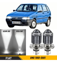 Fiat Uno 1992-2001 Uyumlu Mercekli Far Ampulü Led Xenon Beyaz Şimşek Etkili CSP Led Lamba Uzun Kısa