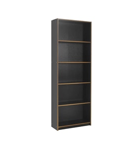 Modern 5 Raflı Kitaplık-Antrasit-Kontra 64x182x26 cm (GxYxD)