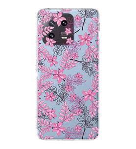 PrintiFy Xiaomi Mi 13 Uyumlu Kamera Korumalı Floral Pembe Tasarımlı Şeffaf Silikon Kılıf