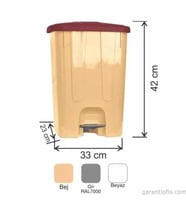 Garanti Metal 7141 Plastik İç Kovalı Köşeli Pedallı Çöp Kovası (25 Litre)
