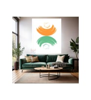Yeşil ve Turuncu Soyut Çizgiler Ahşap Çerçeveli MDF Tablo Duvar Tablosu Modern Ev Dekoru Tablosu (Beyaz)