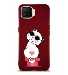Oppo A73 Soft Premier Kapak Coolcat Tasarımlı Silikon Kılıf - Mürdüm (Şeffaf)