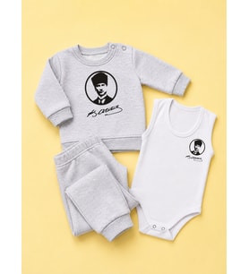 3'lü Hediye Set Mevsimlik Takım + Bebek Body Zıbın Baskı Çeşitleri