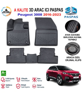Peugeot 3008 3D Paspas Havuzlu Pro 2016-2023 Arası