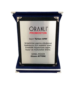 Kişiye Özel Plaket Lacivert Kadife Kutulu Albüm Plaket 12x16 cm