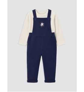 LCW baby Lacivert Nakışlı Erkek Bebek Salopet Ve Tişört Takımı