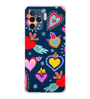 PrintiFy Oppo Reno 5 Lite  ile Uyumlu 1mm Slim Fit Retro Renkler 3 Baskılı Şeffaf  Kılıf